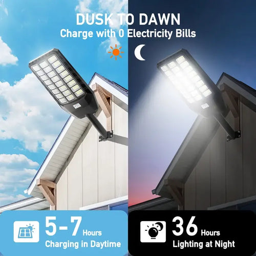 12000W Solar Street Lights, with Motion Sensor and Remote Control, 2-Pack