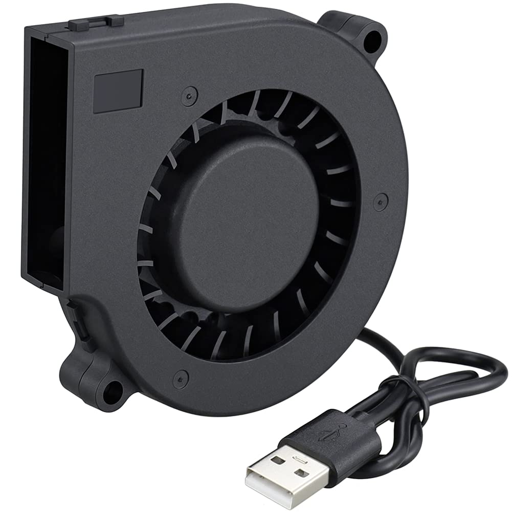 Ventilador soplador USB de 75 mm con control de 3 velocidades, 7515 Ventilador de refrigeración turbo de turbina sin escobillas de 5 V CC para ventilación de casco, portátil e impresora 3D