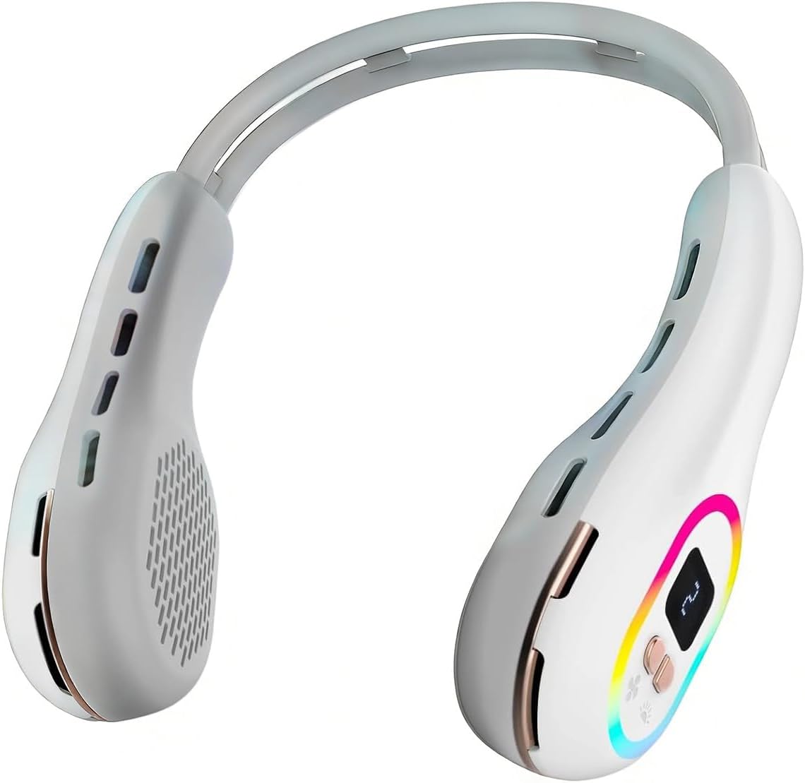 Ventilador portátil para el cuello, ventilador sin aspas con ajuste de dirección del viento de 360°, ventilador personal portátil con batería de 6000 mAh, ventilador de refrigeración flexible para exteriores.