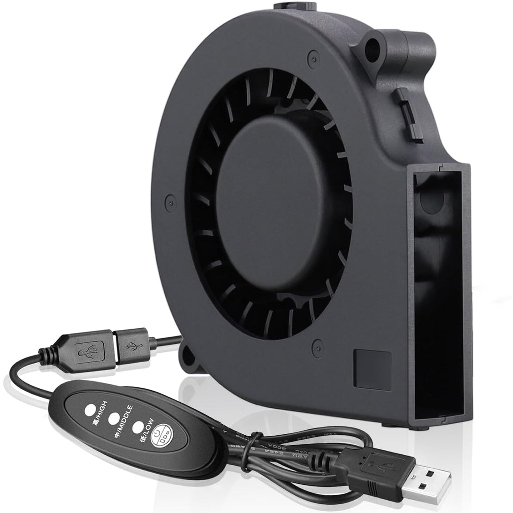 Ventilador soplador USB de 75 mm con control de 3 velocidades, 7515 Ventilador de refrigeración turbo de turbina sin escobillas de 5 V CC para ventilación de casco, portátil e impresora 3D