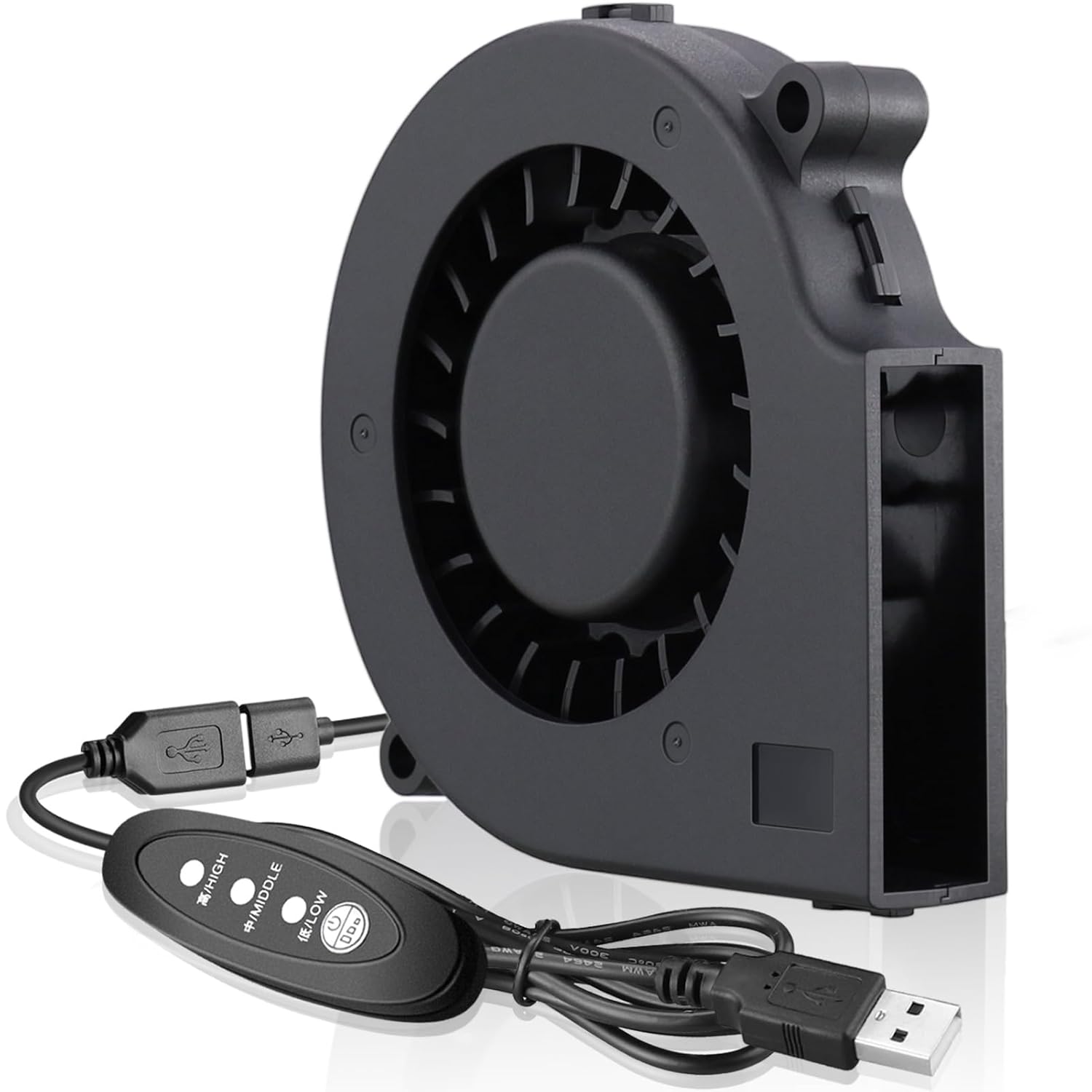 Ventilador soplador USB de 75 mm con control de 3 velocidades, 7515 Ventilador de refrigeración turbo de turbina sin escobillas de 5 V CC para ventilación de casco, portátil e impresora 3D
