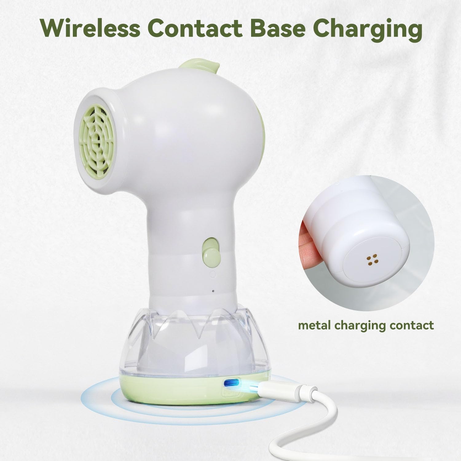 Secador de pelo inalámbrico para bebés, mini secador recargable con base de carga, flujo de aire suave de 100 °F, bajo nivel de ruido, seguro para recién nacidos y niños.