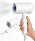 Secador de pelo iónico, 2000 W, plegable, de viaje, portátil y compacto, blanco, con gran flujo de aire y bajo nivel de ruido, ideal para el hogar y los viajes.