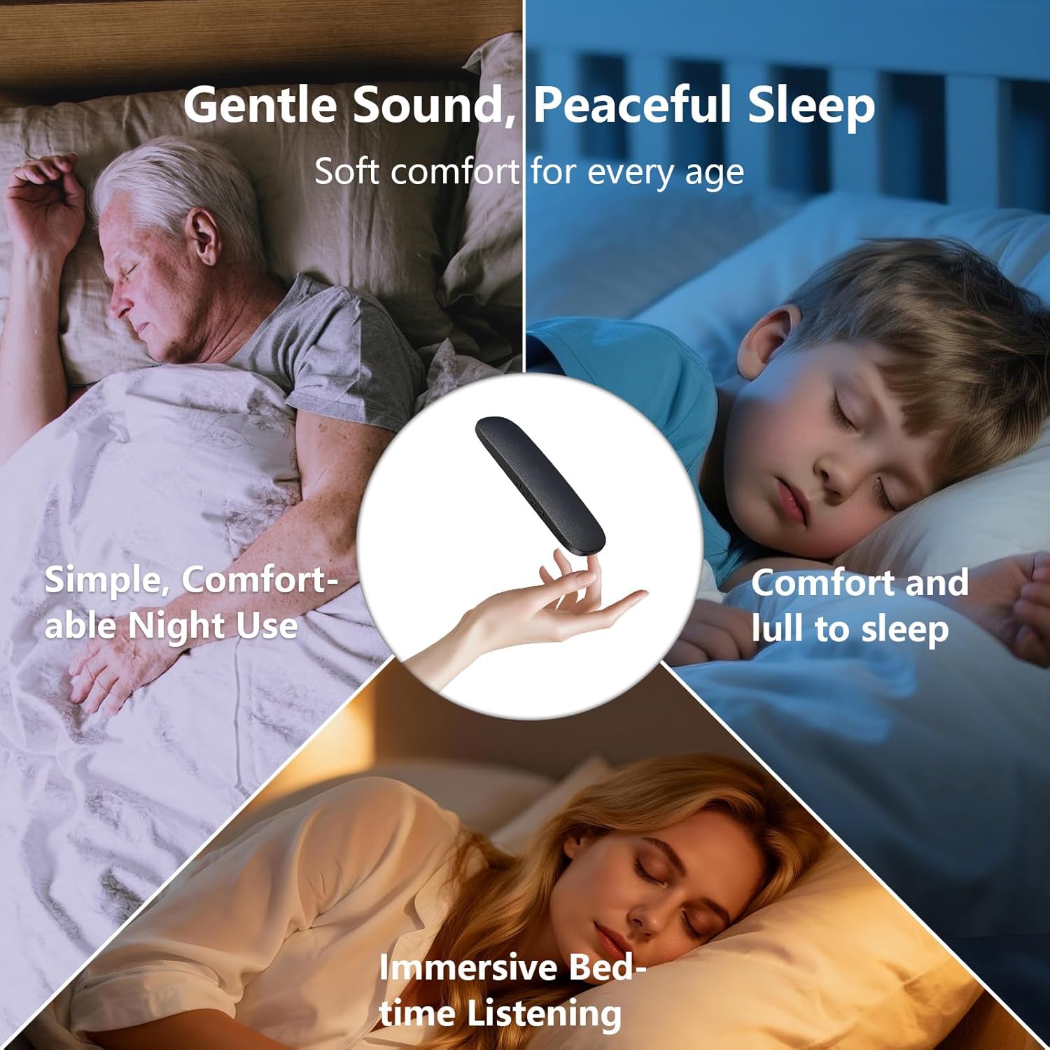 Altavoz de almohada de conducción ósea, altavoz Bluetooth ultrafino para dormir de lado, altavoces inalámbricos portátiles para colocar debajo de la almohada con temporizador, para relajarse.