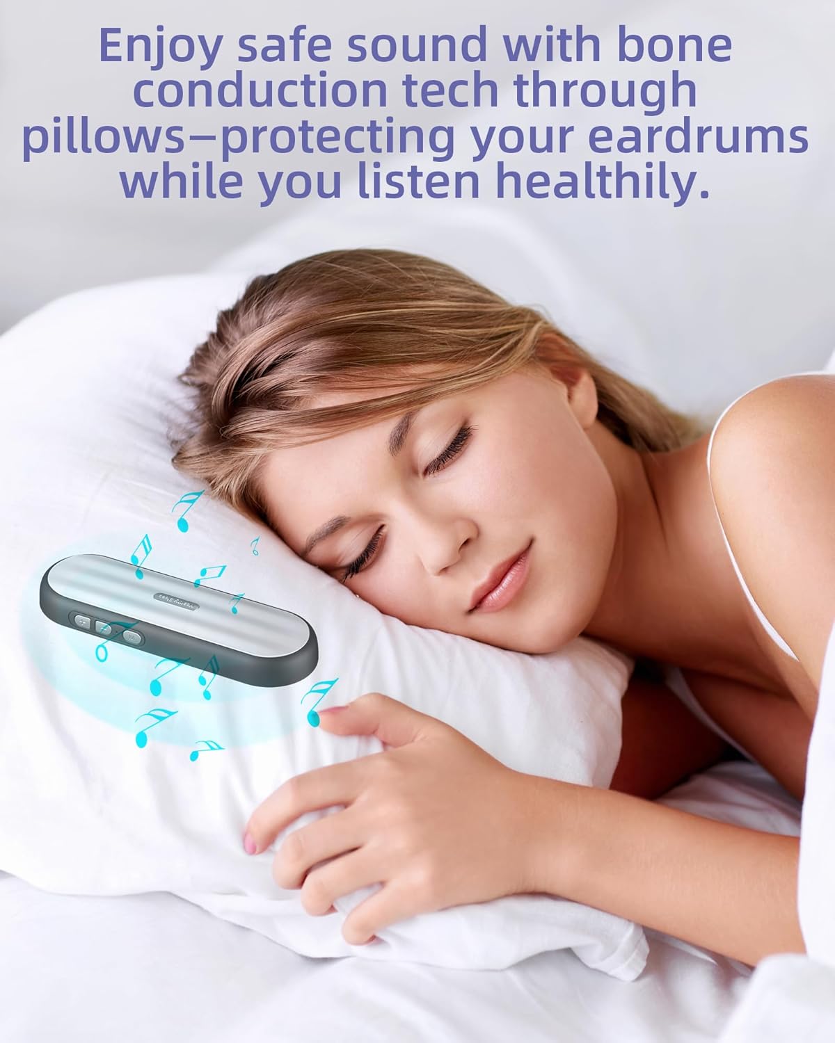 Altavoz Bluetooth privado para colocar debajo de la almohada: tecnología portátil de conducción ósea que ayuda a dormir con ruido blanco para la relajación.