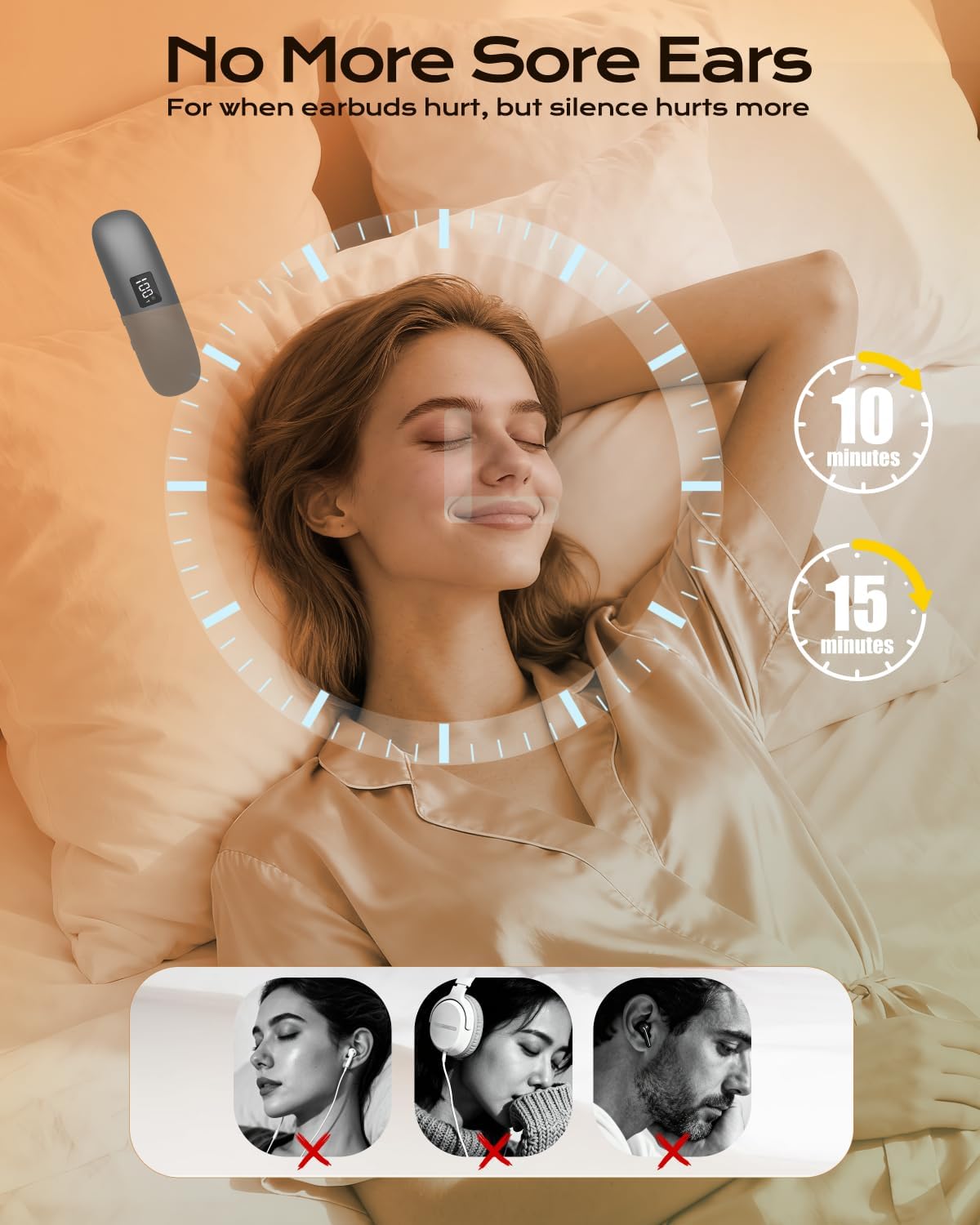 Altavoz de conducción ósea para debajo de la almohada para dormir, ultradelgado, inalámbrico, Bluetooth 5.3, para la mesita de noche, mini caja de sonido con tarjeta TF y apagado automático.