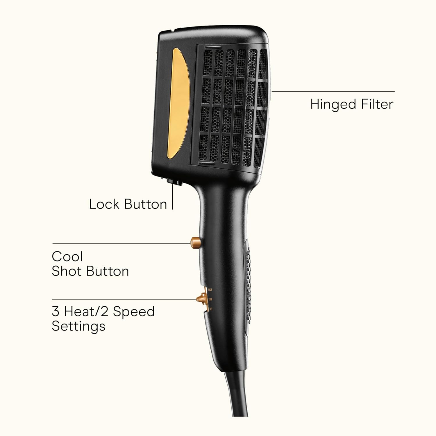 Secador de pelo 3 en 1, 1875 W y 3 accesorios.
