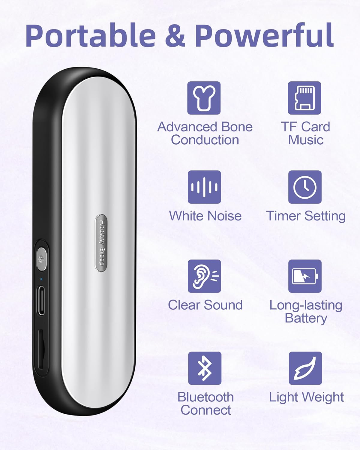 Altavoz Bluetooth privado para colocar debajo de la almohada: tecnología portátil de conducción ósea que ayuda a dormir con ruido blanco para la relajación.