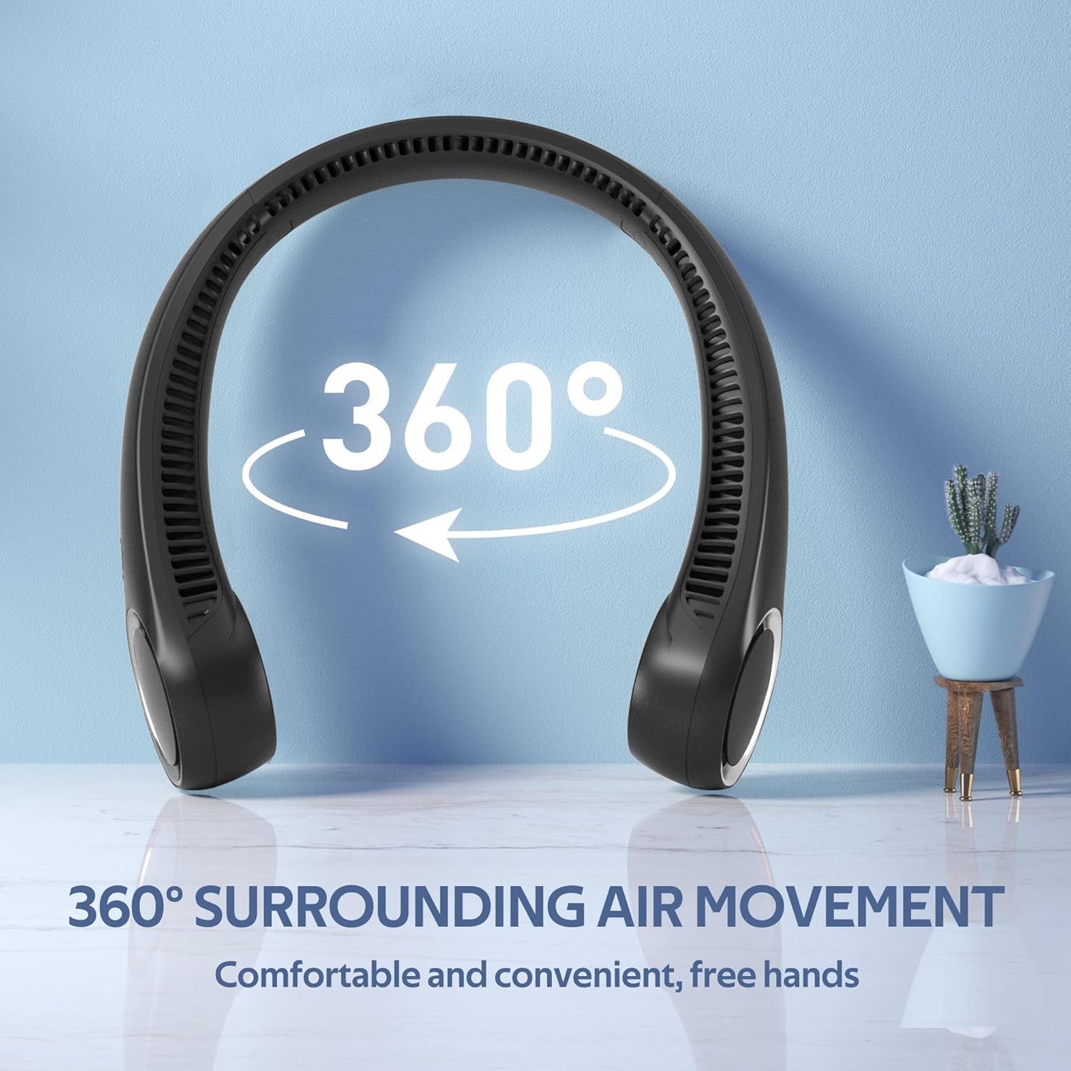 Ventilador de cuello portátil, manos libres, sin aspas, ventilador personal de enfriamiento de 360°, ventilador silencioso portátil para interiores y exteriores, regalos de cumpleaños para hombres, mujeres, mamás y papás.